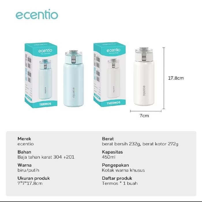 Ecentio Tumbler Botol Minum Panas Dingin 450ml