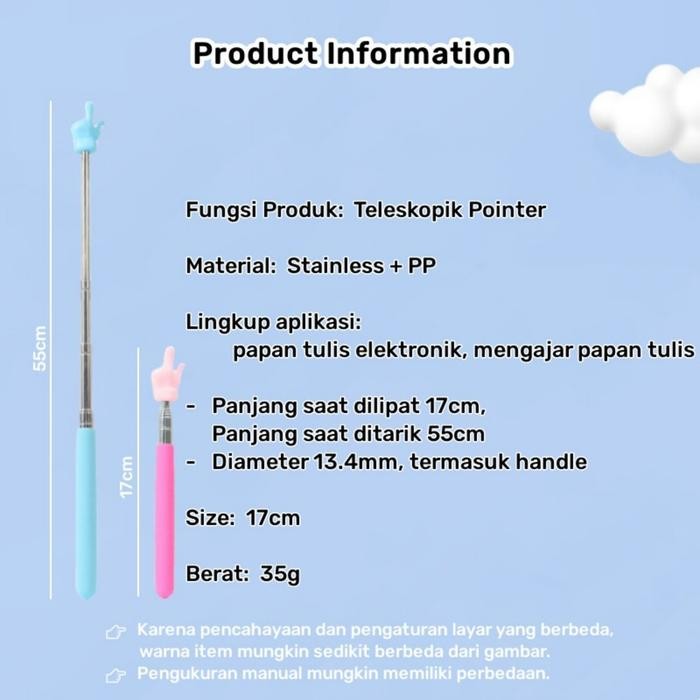 

Tongkat penunjuk whiteboard untuk guru mengajar 55cm Tongkat penunjuk papan tulis praktis 55cm ATK
