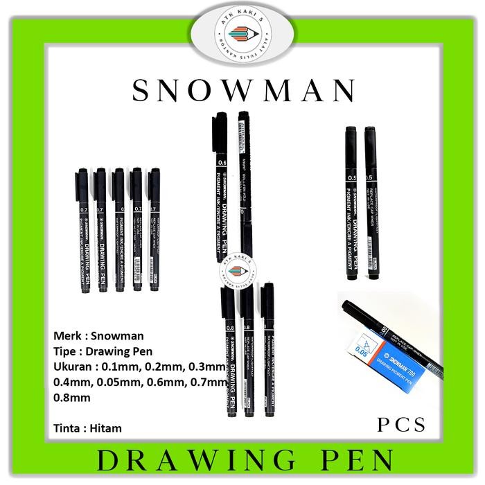 

GROSIR!!! Drawing Pen Snowman 700 Hitam 0.8 ATK