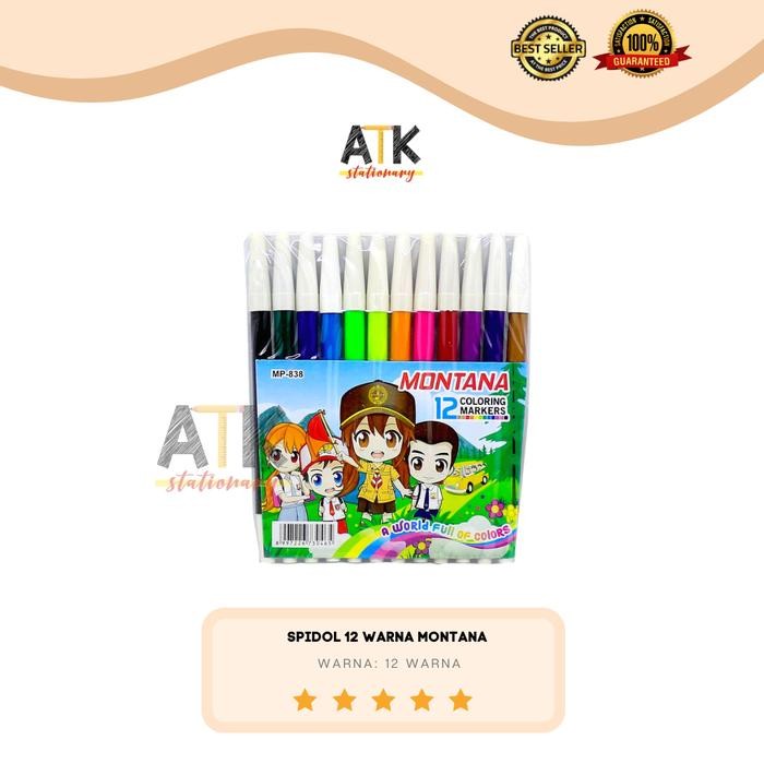 

Spidol 12 Warna Murah Montana / Squeezy MP-838 atk