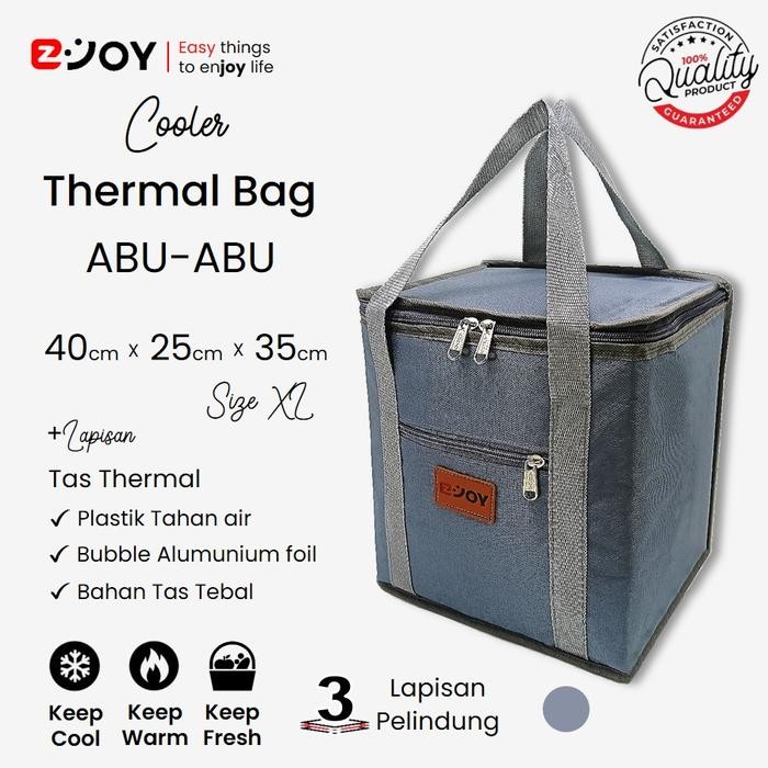 

Tas Bekal Thermal Foil+Mika WARNA ABU-ABU SIZE-XL 40cm x 25cm x 35cm / Tas Pengawet Makanan dan