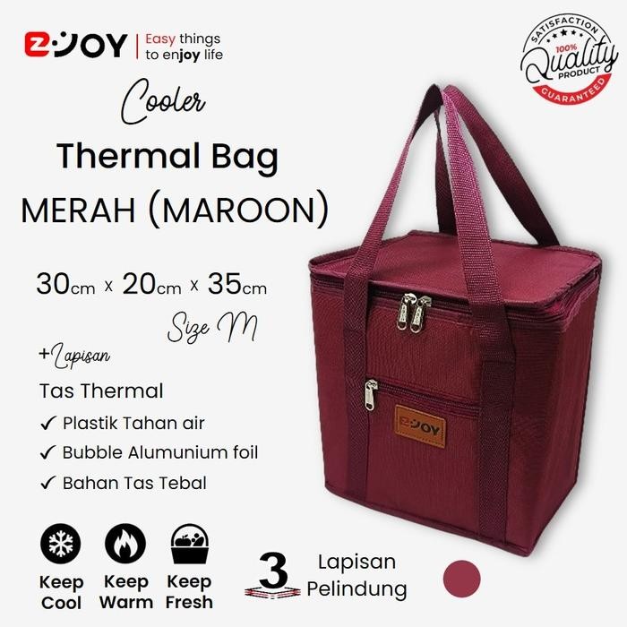 

Tas Bekal Thermal Foil+Mika WARNA MERAH SIZE-M 30cm x 20m x 35cm / Tas Pengawet Makanan dan Minuman