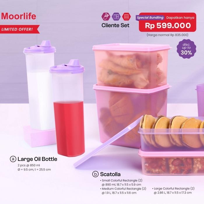 

Cliente set //tempat menyimpan makanan dan minuman dan minyak dll //moorlife ori//bergaransi seumur