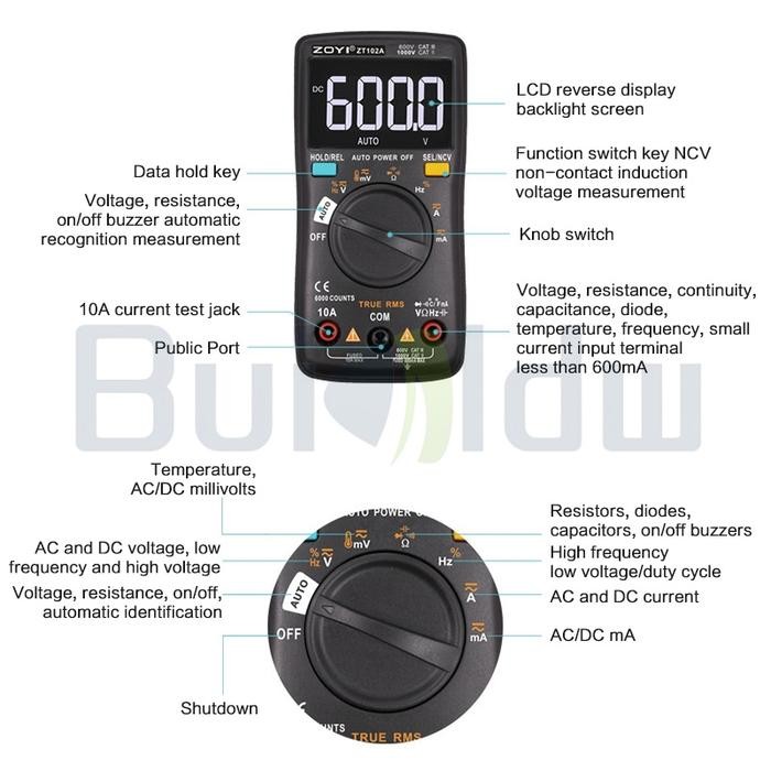 DIGITAL MULTIMETER ZOYI ZT102A UPGRADE AUTO MULTITESTER NCV ORIGINAL PROTECT