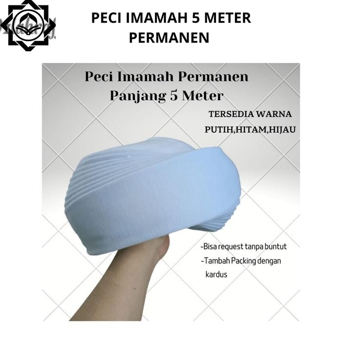 Product Laris Peci Imamah Permanen 5 Permanen 7 Tingkat Lapis Polos Buntut Kopiah Putih Songkok