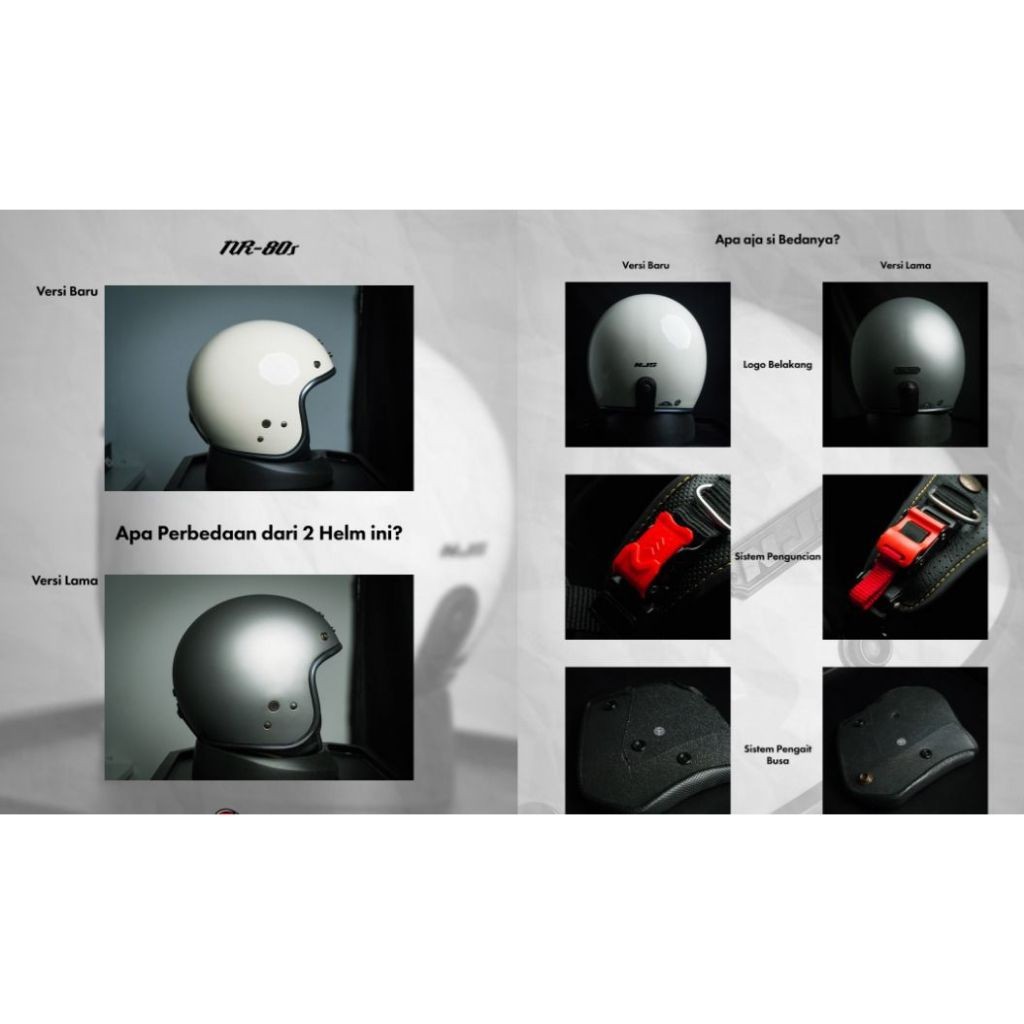 NJS NR80's Solid List Chrome - Helm Retro Helm NJS NJS Retro Retro NJS NR80S NR80S POLOS NJS Bogo