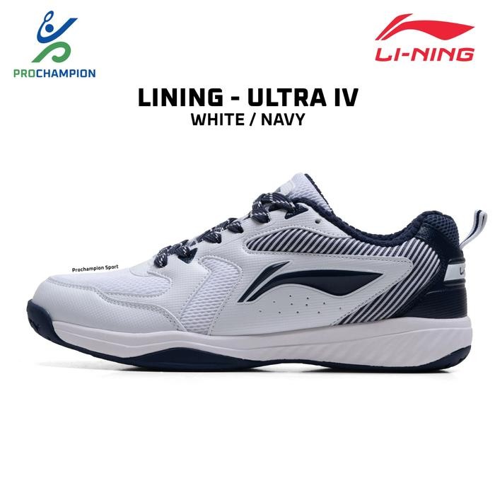 New  Sepatu Badminton Lining Ultra IV / Ultra 4 White Navy
