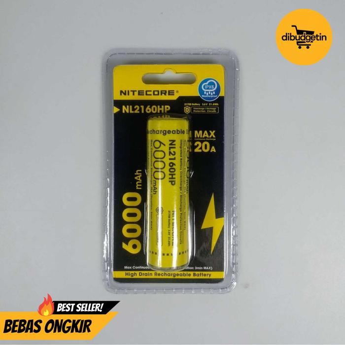 Terbatas Nitecore Baterai 21700 Rechargeable High Drain 6000Mah 20A Waterproof - Nl2160Hp