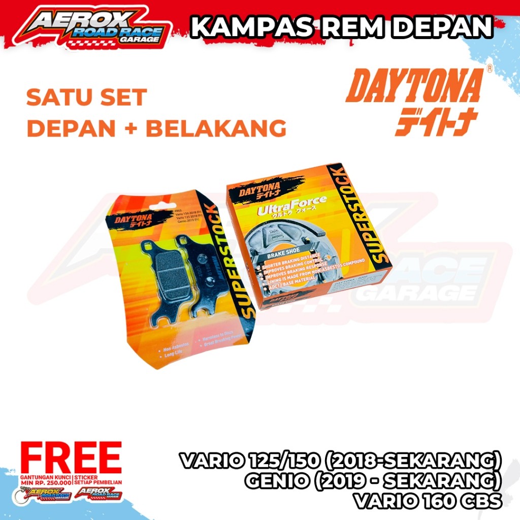 KAMPAS REM DEPAN BELAKANG DAYTONA VARIO 125 150 TOKICO NEW SUPERSTOCK 4903 5059 ORIGINAL ASLI
