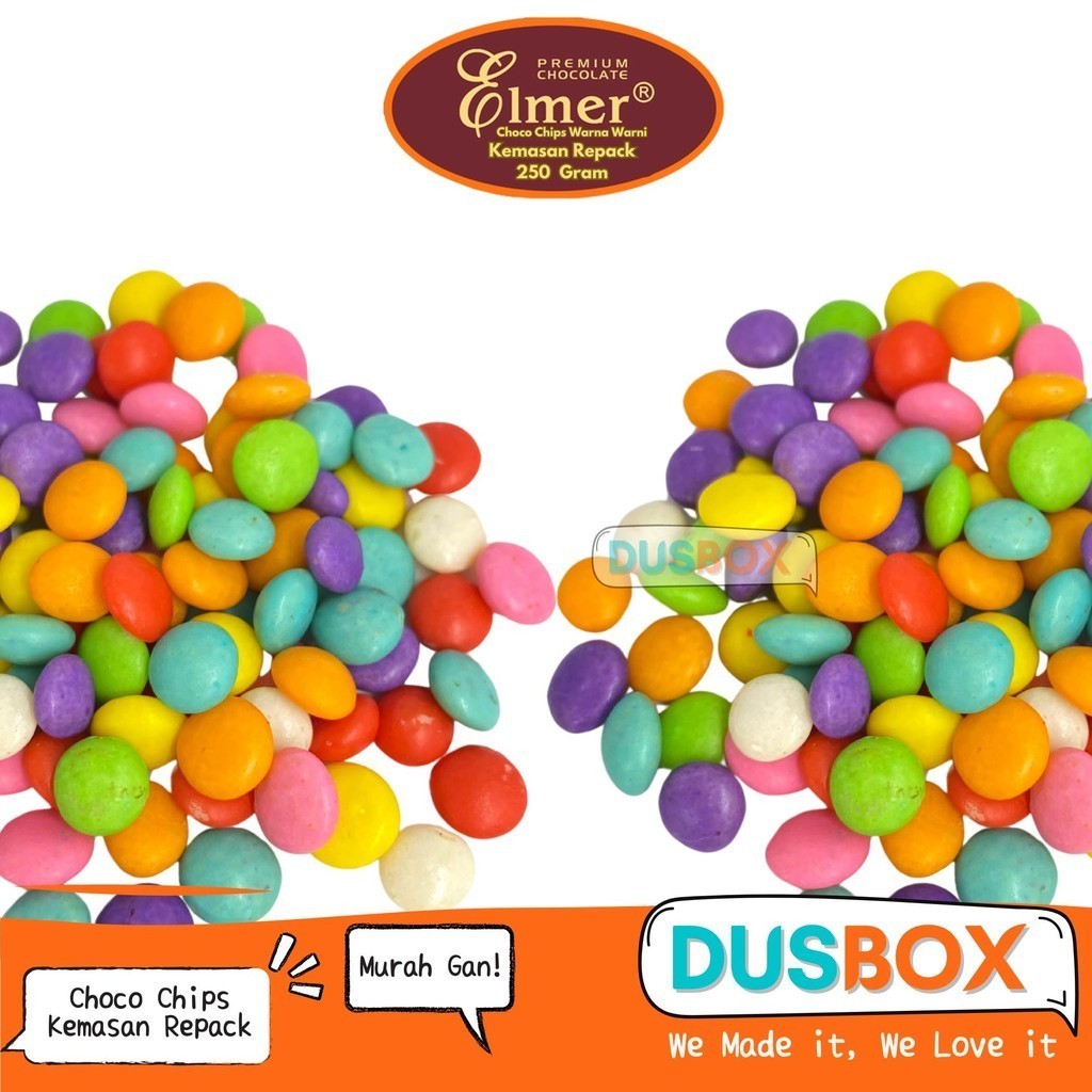 

Konter Makanan Choco Chips Elmer Warna Warni 250G / Choco Chip Repack Warna Warni / Rainbow Chips