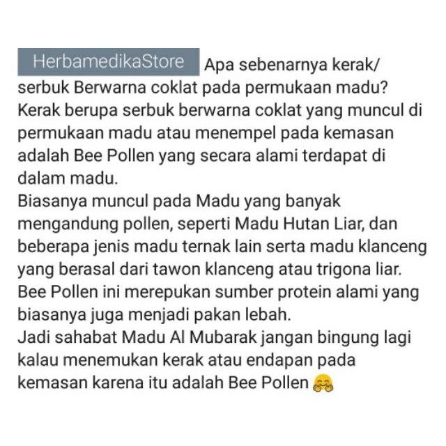 

Sensasi Lezat Madu Kaliandra Al-Mubarak (500 Gram) Bpom
