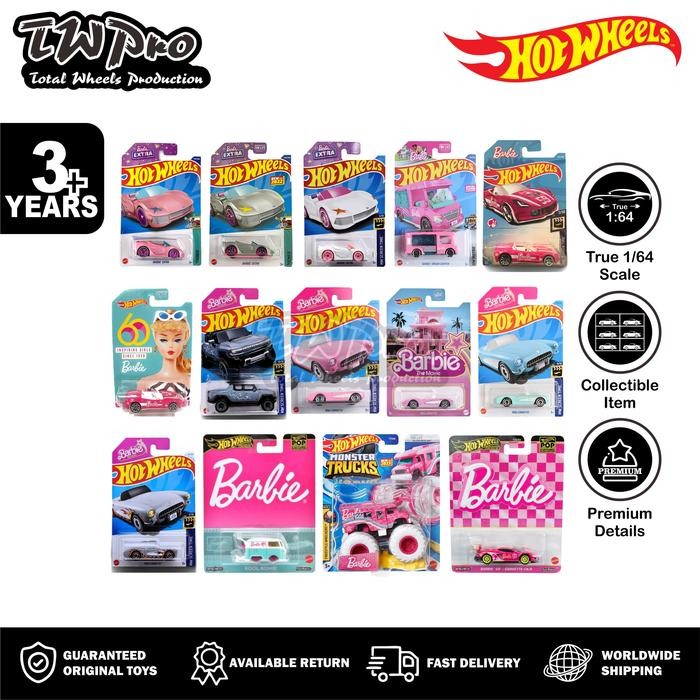 HOT WHEELS BARBIE - BARBIE EXTRA PINK - BARBIE EXTRA SILVER - BARBIE EXTRA WHITE - BARBIE DREAM