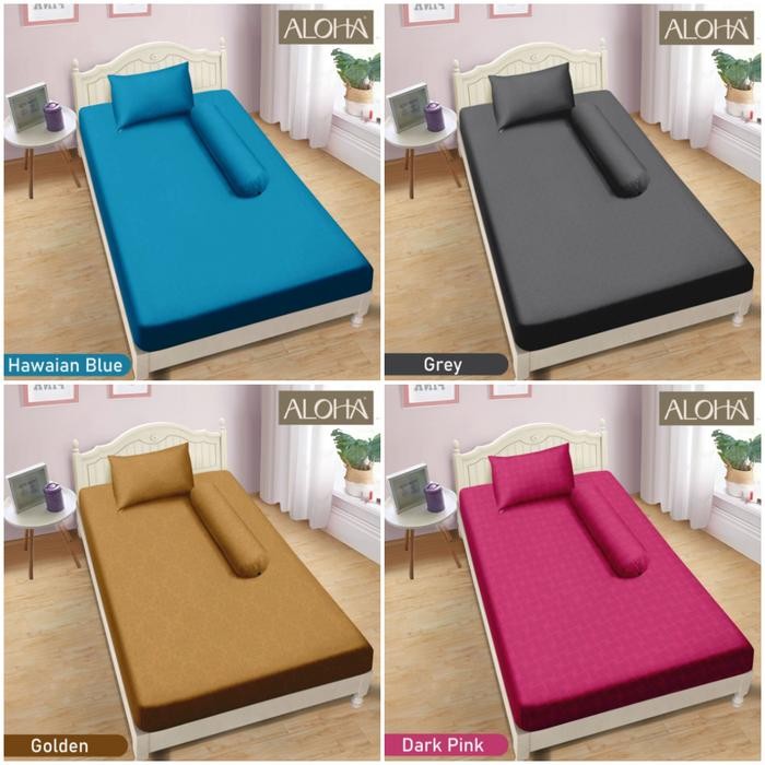SPREI SINGLE ALOHA size 120 x 200 ( 4 kaki ) POLOS EMBOSS