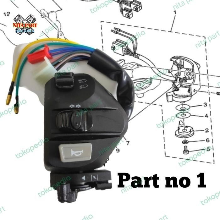 Langsung Gas. Saklar Kiri Lh Tombol/Sein/Klakson/Dim/Lampu Mio Sporty Original Oem