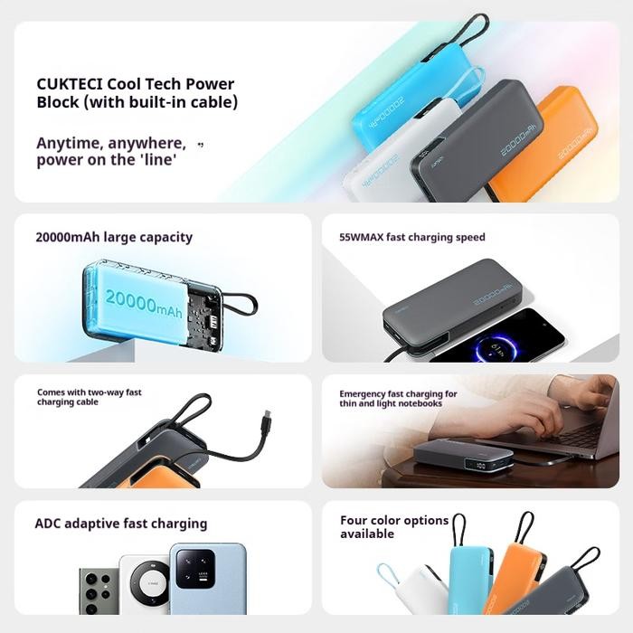Cuktech Pb200N Powerbank 20000Mah 55W Usb Type C Pd Digital Display Turbo Super Fast Charging Promo