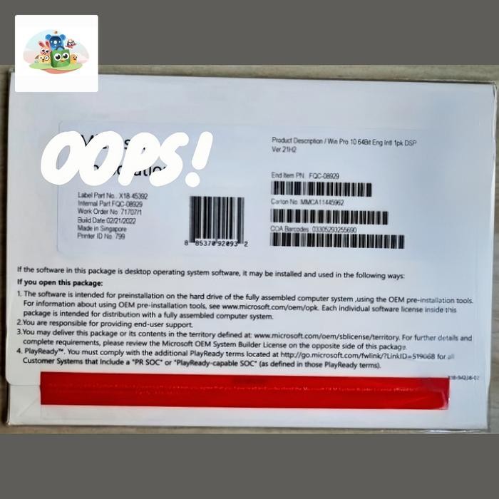 Baru.. Pro - Win / Windows 10 Pro / Professional 64Bit Ori Box