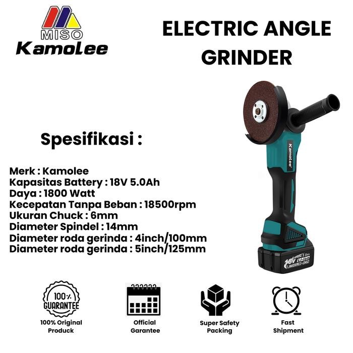 Kamolee-Mesin Gerinda-Cordless Angle Grinder Tanpa Kabel-DGA404/DGA504