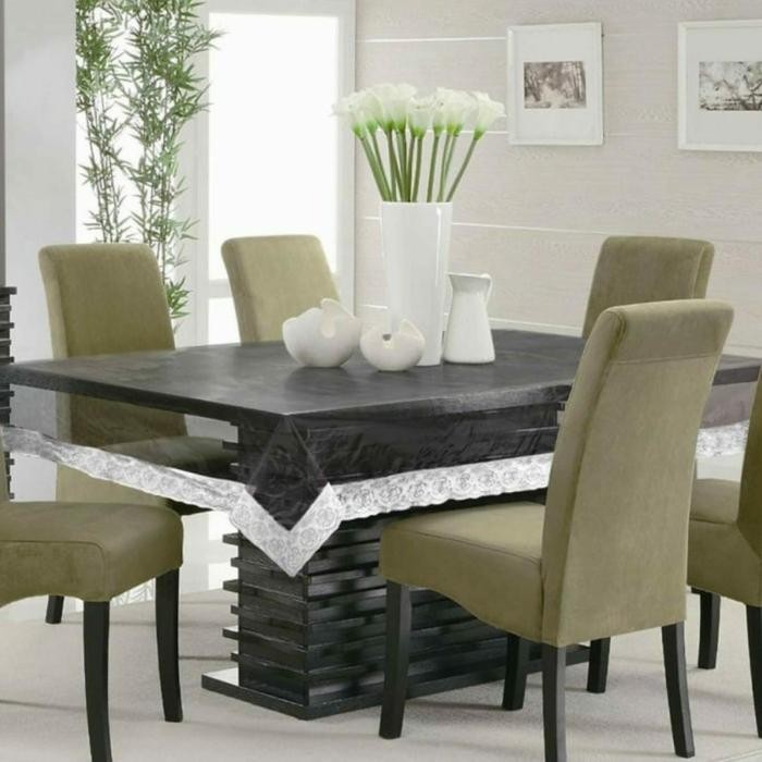 Taplak Meja Plastik Transparan Persegi Kursi 4 dan 6