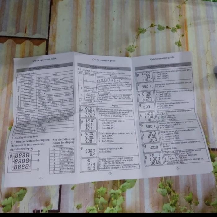 VORGE VR-UIF33 DIGITAL MULTIMETER MULTI METER A V HZ 3 PHASE PANEL KUALITAS TERBAIK