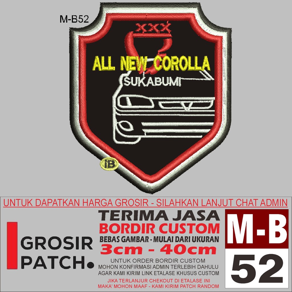 MB PATCH BORDIR M-B52 LOGO ALL NEW COROLLA AKSESORIS/EMBROIDERY