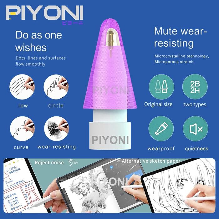 

Gilang_Store Piyoni 2B 2H Soft Apple Pencil Replacement Tip Nib Gen 1 & Gen 2