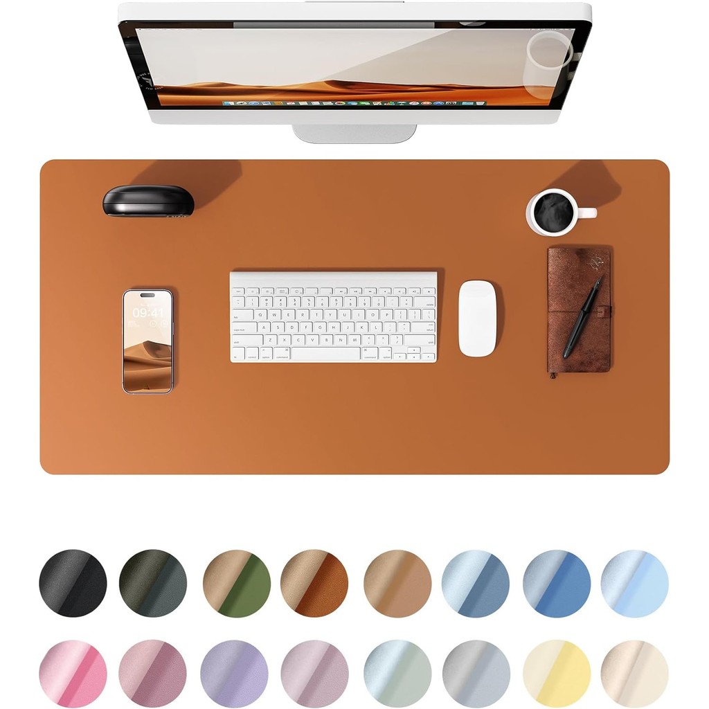 Office Desk Mat, Leather Desk Pad Protector, Large Mouse Pad, Non-Slip Pu Leather Waterproof Desk