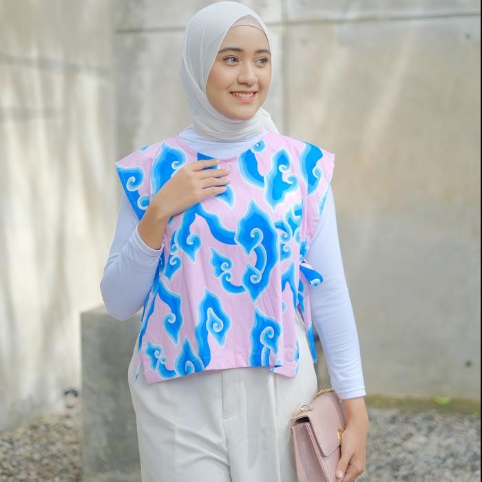BATIK TRUSMI Atasan Wanita Vest Batik Mega Mendung Premium
