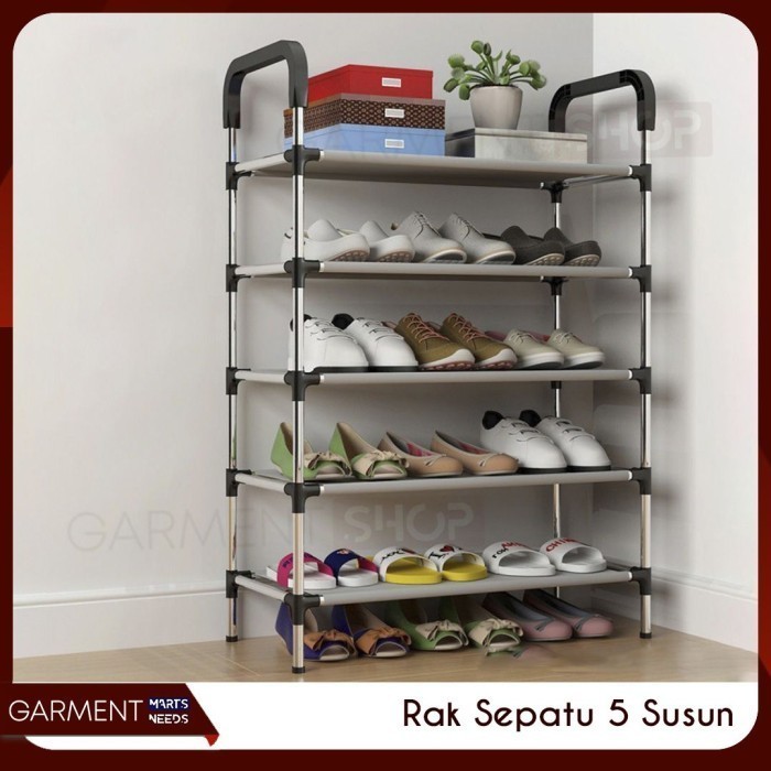 RAK SEPATU 5 SUSUN GANTUNGAN PAYUNG TEMPAT SEPATU SANDAL 5 SUSUN RANGKA BESI & PLASTIK