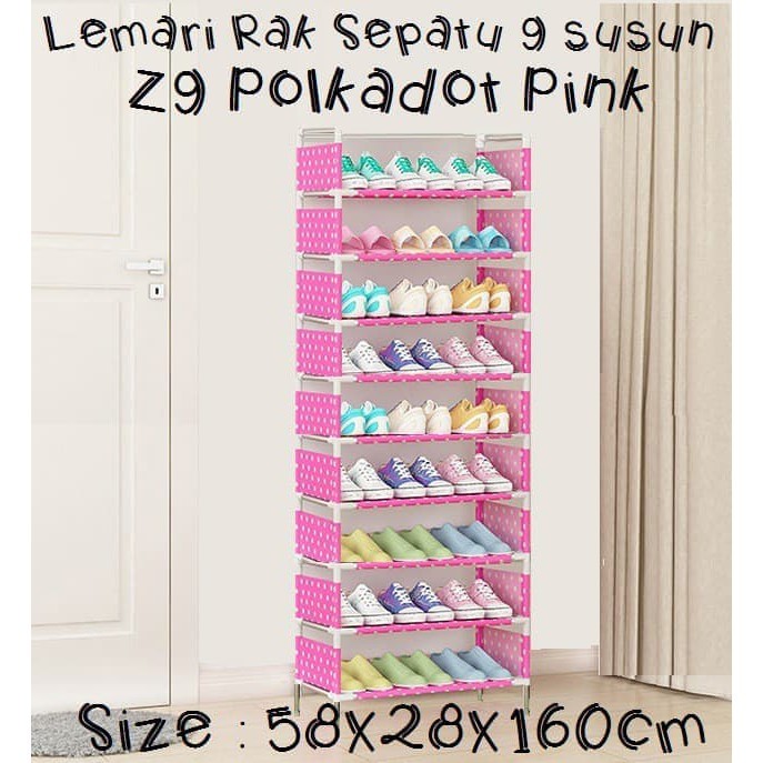 RAK SEPATU PORTABLE RAK SUSUN SEPATU TERTUTUP RESLETING BESAR 9 SUSUN MINIMALIS