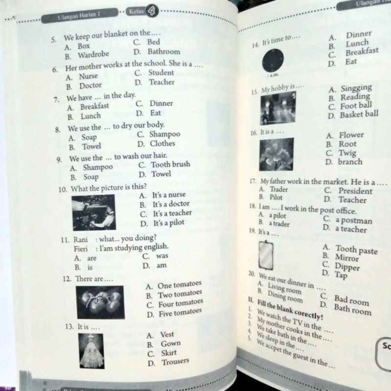 Buku Soal-Soal Ulangan Harian Dan Ujian Semester Bahasa Inggris SD/MI Kelas 4 5 6