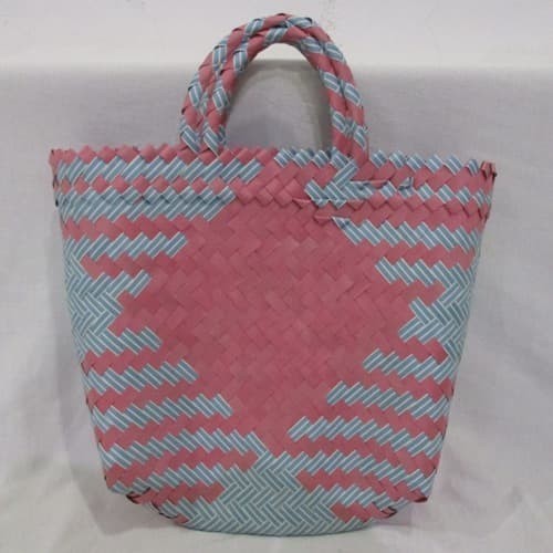 (Allthebest) Keranjang belanja Mini Anyaman Plastik Warna/Tas Pasar/Kantong Belanja