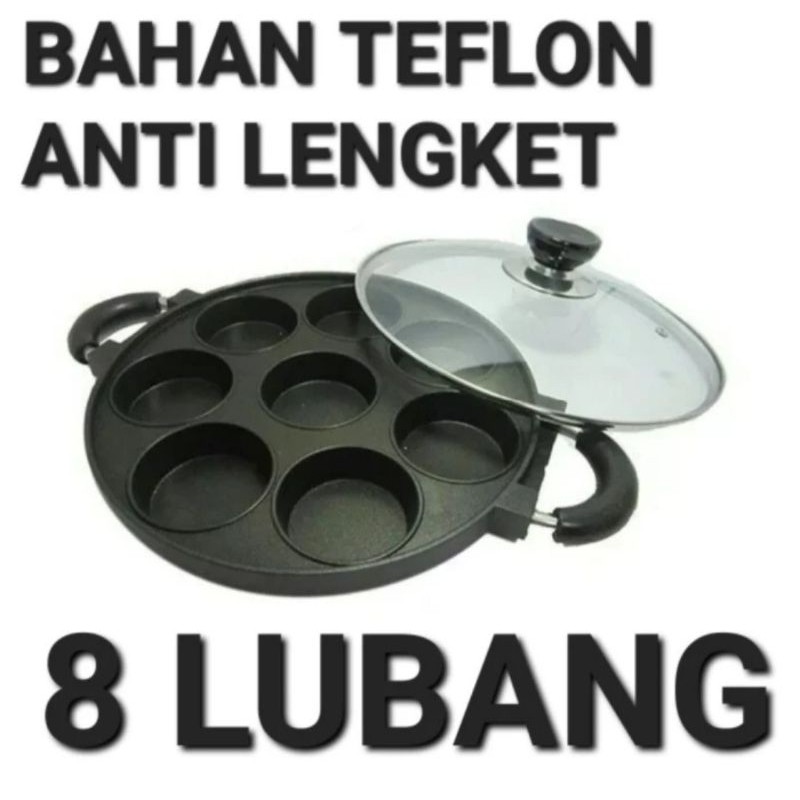 Cetakan kue martabak mini teflon anti lengket 8 lubang/cetakan kue pukis/cetakan kue lumpur teflon