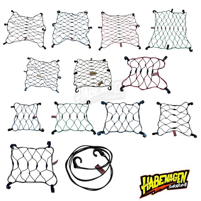 (Allthebest) tali jaring pengikat ikat helm barang mantel motor bagasi MK HITAM