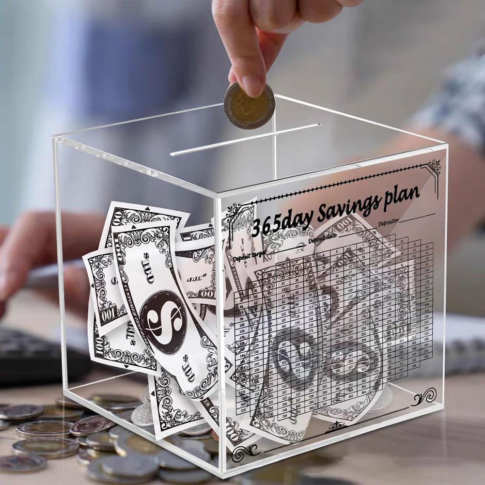 Clear Money Saving Box Large Coin Cash Savings Jar For Home