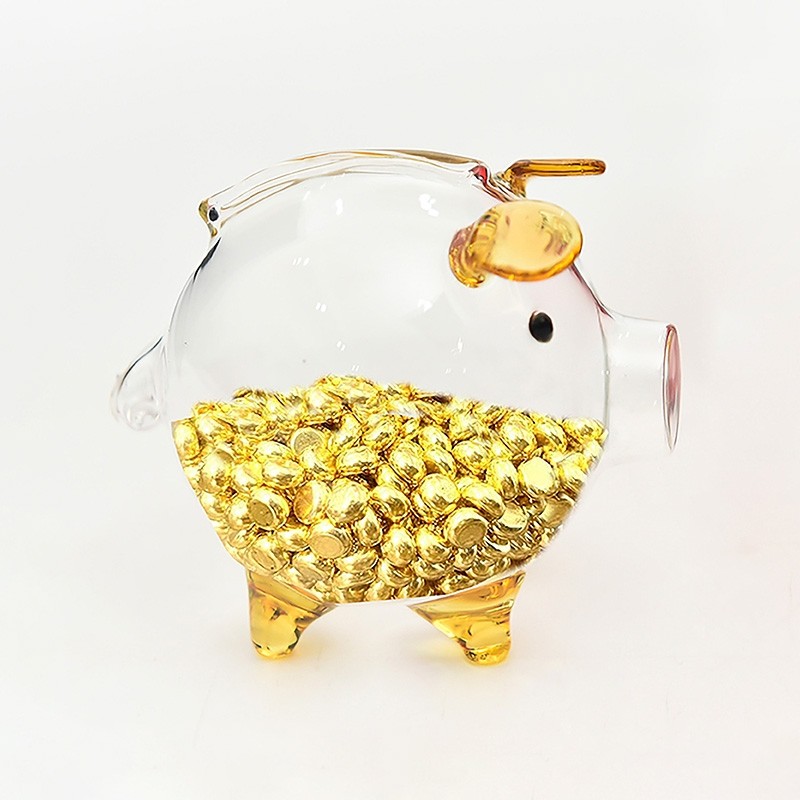 Glass Piggy Bank Clear Piggy Coin Bank Transparent Money Saving Jar Money Saving Box Cash Container