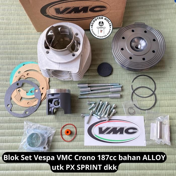 Blok Set Vespa VMC Crono 187cc bahan ALLOY utk PX SPRINT dkk