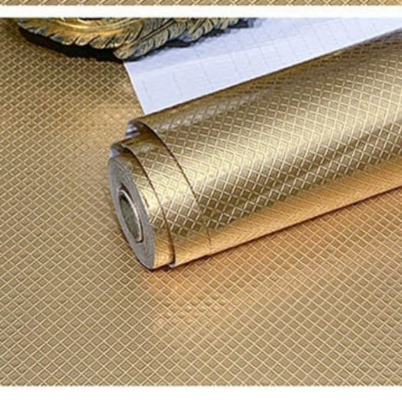 Wallpaper Sticker Dinding Dapur Alumunium Foil Gold
