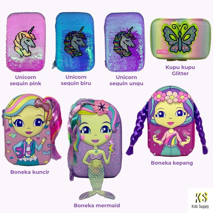 

Bentley - Kotal Tempat Pensil Hardtop Glitter Sequin Usap Anak Perempuan Unicorn