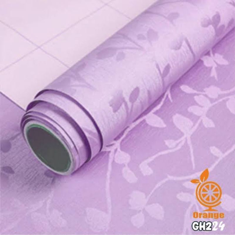 Rumahleha Wallpaper Sticker Dinding Polos Ungu Ranting Emboss Purple 45Cm X 8 M Gh224