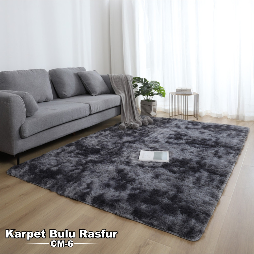 Eleganterra Karpet Bulu Tebal Motif Tiedye Aestetic Karpet Rasfur Tebal