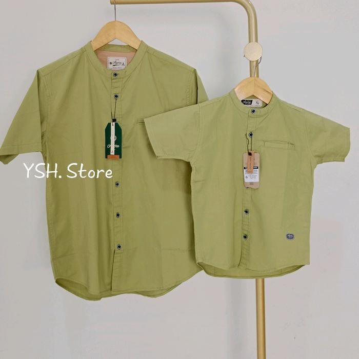 BEST SELLER HIJAU MUDA BAJU KURTA KEMEJA KOKO KEMKO PASANGAN COUPLE ANAK AYAH LENGAN PANJANG PENDEK