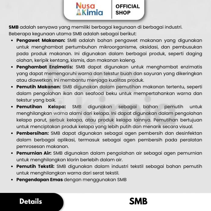 

JTTOP" SODIUM METABISULFIT / SMB / NATRIUM METABISULFIT FOOD GRADE 1 KG