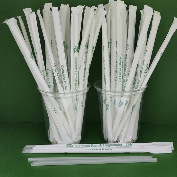 Cassava Straw /Sedotan Cassava Runcing 6mmx20cm Wrap Paper ( 250 pcs)