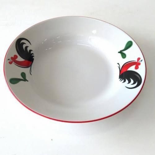 piring makan ayam jago 9 inch / piring cekung KOPIN PORCELAIN 6 pcs