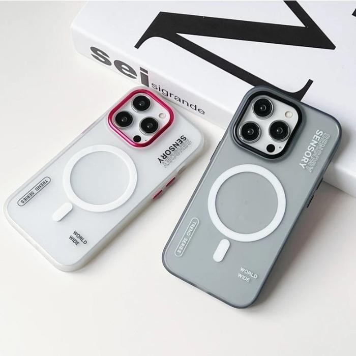 Casing Magsafe Sensory iPhone 11 12 13 14 15 PRO MAX Case Anti Yellowing