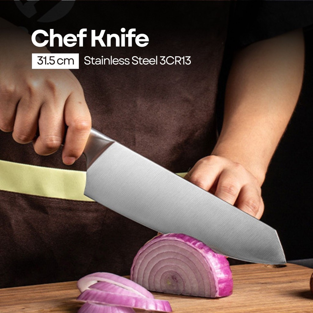 

Alat ASAKH Pisau Dapur Daging Stainless Steel 3Cr13 Rosewood Handle - SK5 Potong