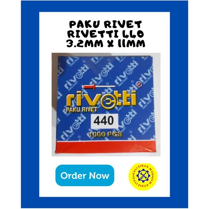 New 1 Kotak Paku Rivet Merk Rivetti 440 Ukuran 3.2mm X 11mm Isi 1000 Pcs