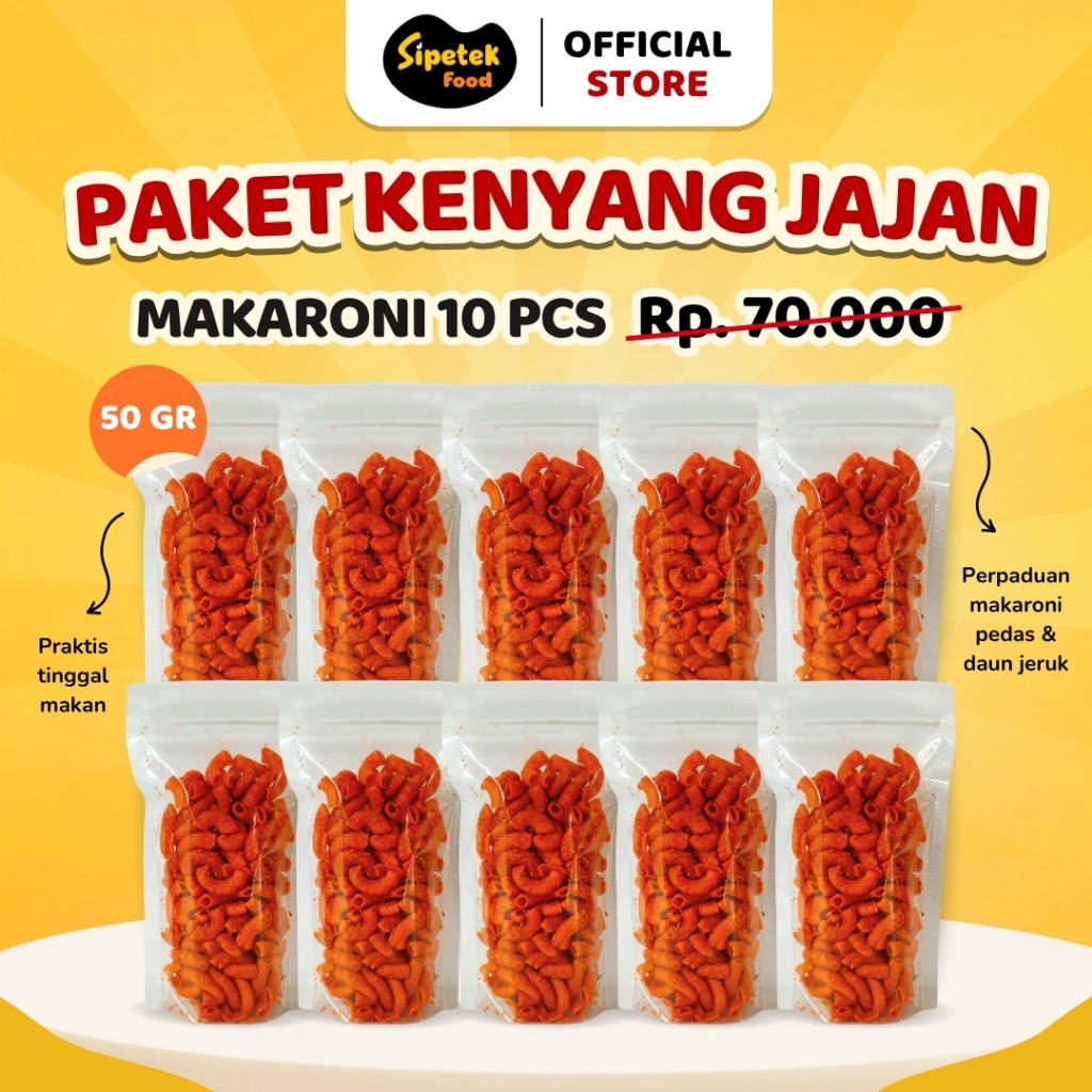 

Andrianbijaksana [] Bundling Makaroni Pedas Daun Jeruk Pouch 50Gr Isi 10Pcs Hemat Jajan