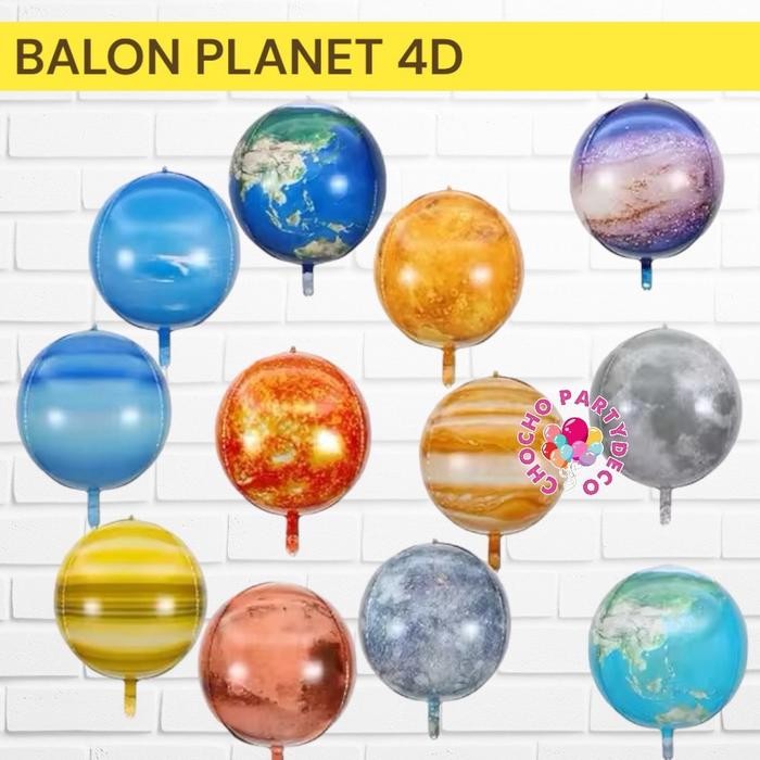 PREMIUM Balon PLANET 4D / Balon Foil Planet Bumi Bulan Merkurius Mars Venus Jupiter Saturnus