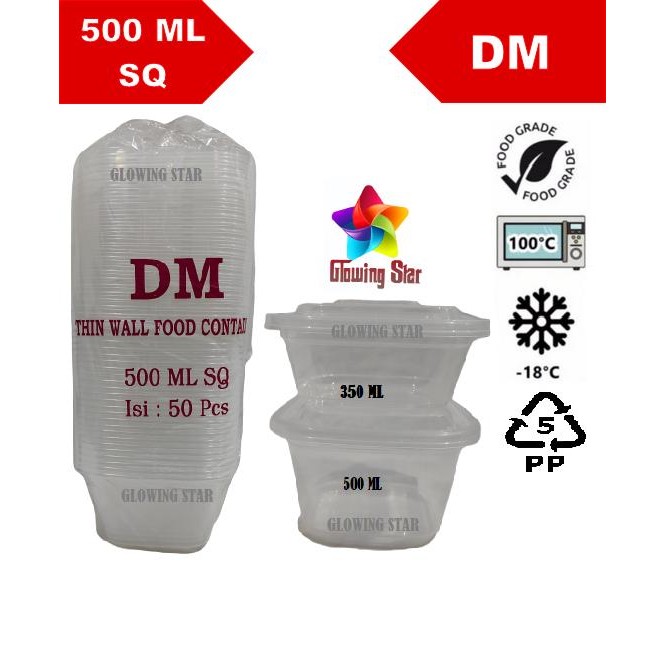 JTTOP" THINWALL DM 500ML SQ THINWALL 500ML KOTAK PERSEGI KOTAK THINWALL 500 M